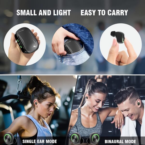 [1pair Wireless Earbuds with 200H Playtime] Wireless Earbuds V5.3, Hi-Fi Stereo Sound, Touch Control, Noise Cancelling Voice Call, 200H Playtime, 1400mAh Case with LED Power Display, Type-C USB Charging, IPX7 Waterproof, with Compatible Cellphones for Wir - Image 4