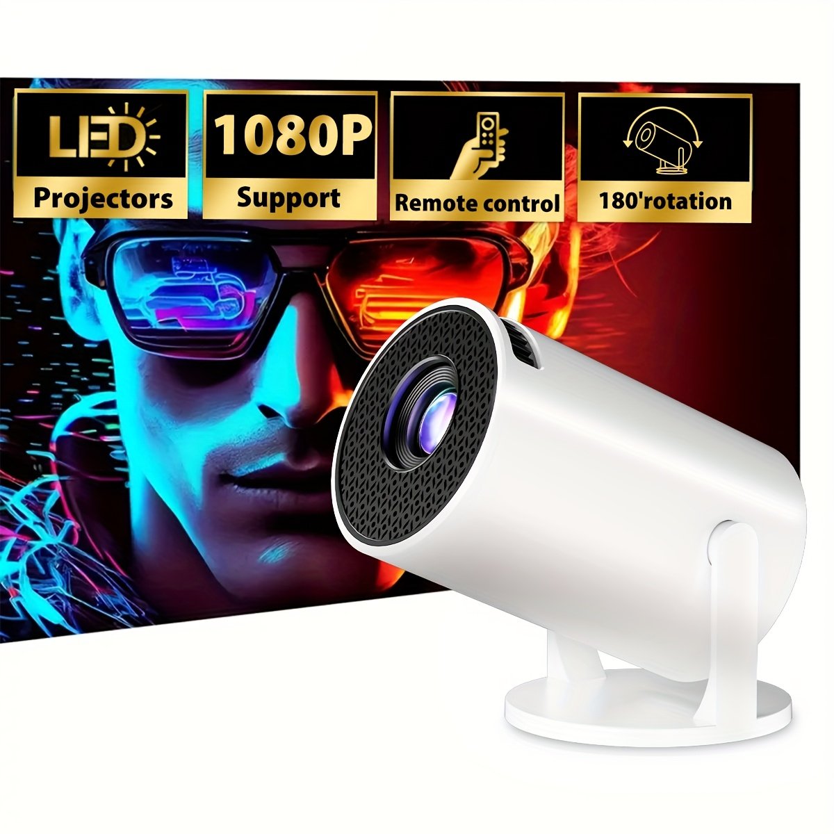 Smart HD Projector, 1080P LED Video Projector with 180 Rotation, 3D Ready, LCD Display, 4:3 Aspect Ratio, 220-240V European Standard Plug, Compatible with AV/USB/Audio/PS4, Home Theater Projector - Image 7