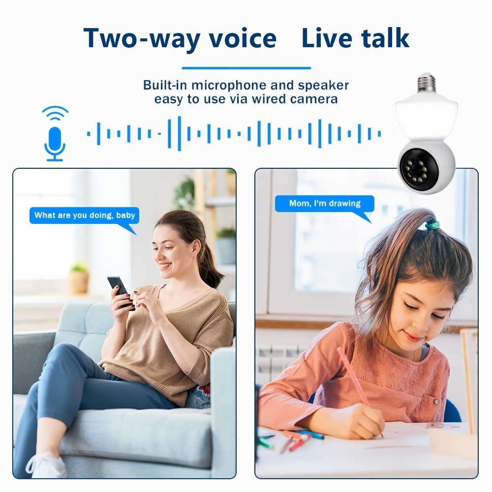 1pc 1080P HD WiFi Light Bulb Security Camera - Dual-Way Audio, Wireless 355° Panoramic View, AI Human Detection, Color Night Vision, Indoor/Outdoor Surveillance, Real-Time Video Streaming, Easy Twist-On Installation, No Battery Needed, Wireless Security C - Image 7