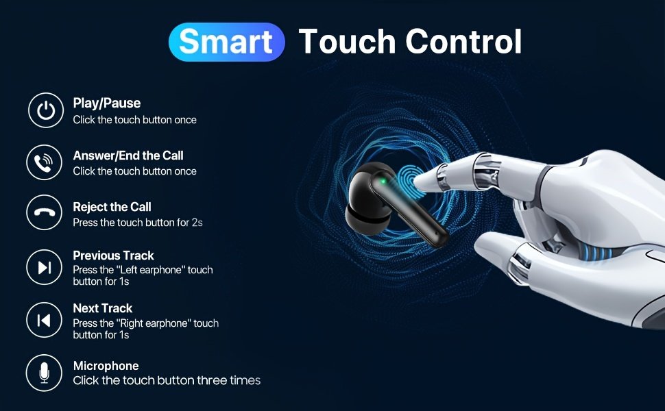 Wireless Earbuds, Bass Stereo Earbuds, Earbuds with Noise-Cancelling Microphone LED Display, In-Ear Earbuds, 36 Hour Playback Time, for Laptops and Mobile Phones, Sports & Fitness, Black. - Image 12
