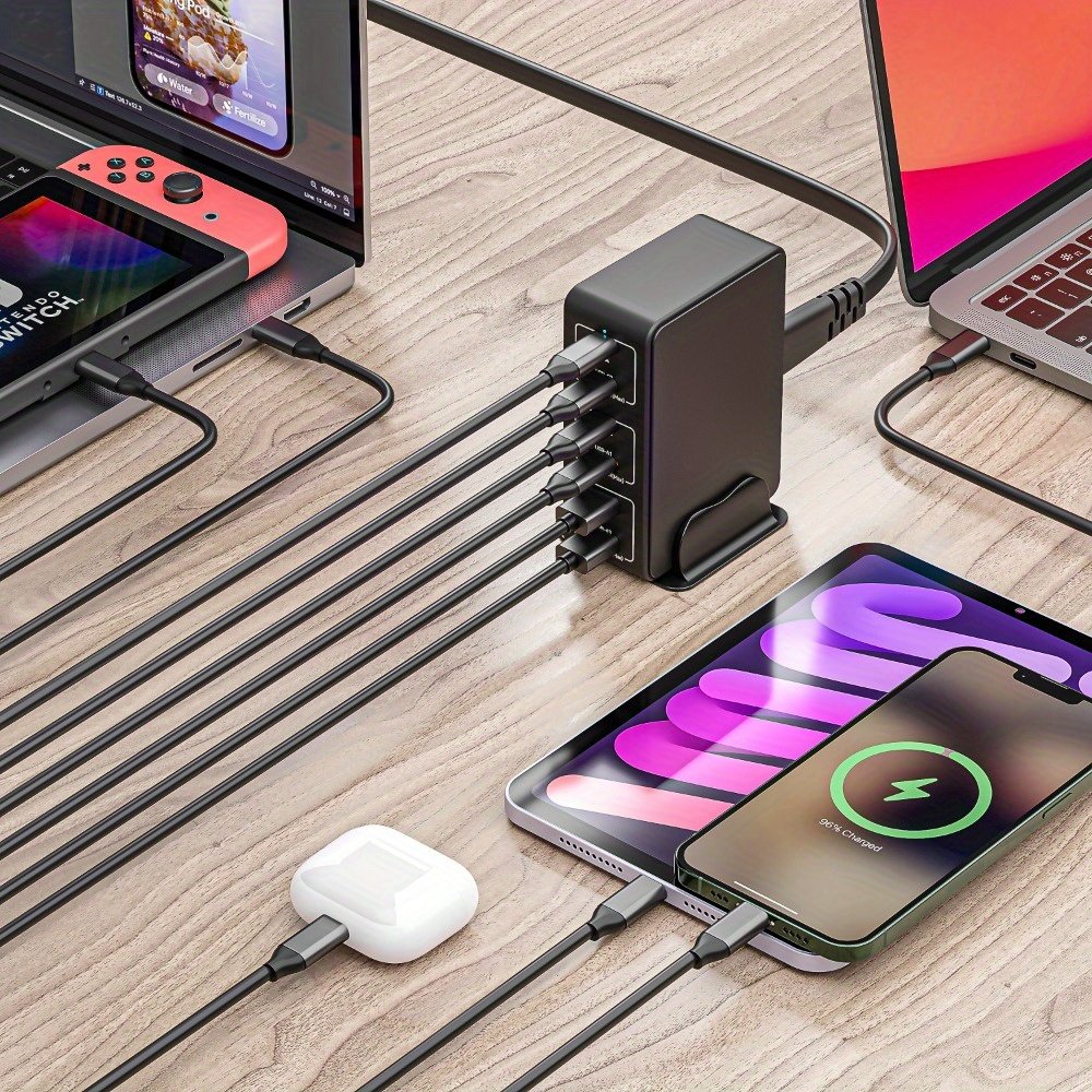 1pc FastChargePro 120W 6-Port USB Charger with 3 USB-C & 3 USB-A Ports, Multi-Device Fast Charging Station, Universal Compatibility, European Plug, 110V/220V Power Supply, for iPhone, iPad & More - Image 3