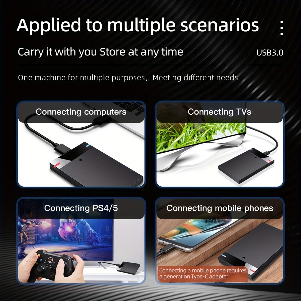Small Capacity External Hard Drive, 320G Portable Hard Drive, Portable External Storage Hard Drive, USB3.0 High-speed Reading and Writing, Mechanical Hard Drive, Supports Notebook, Mobile Phone and Computer - Image 12