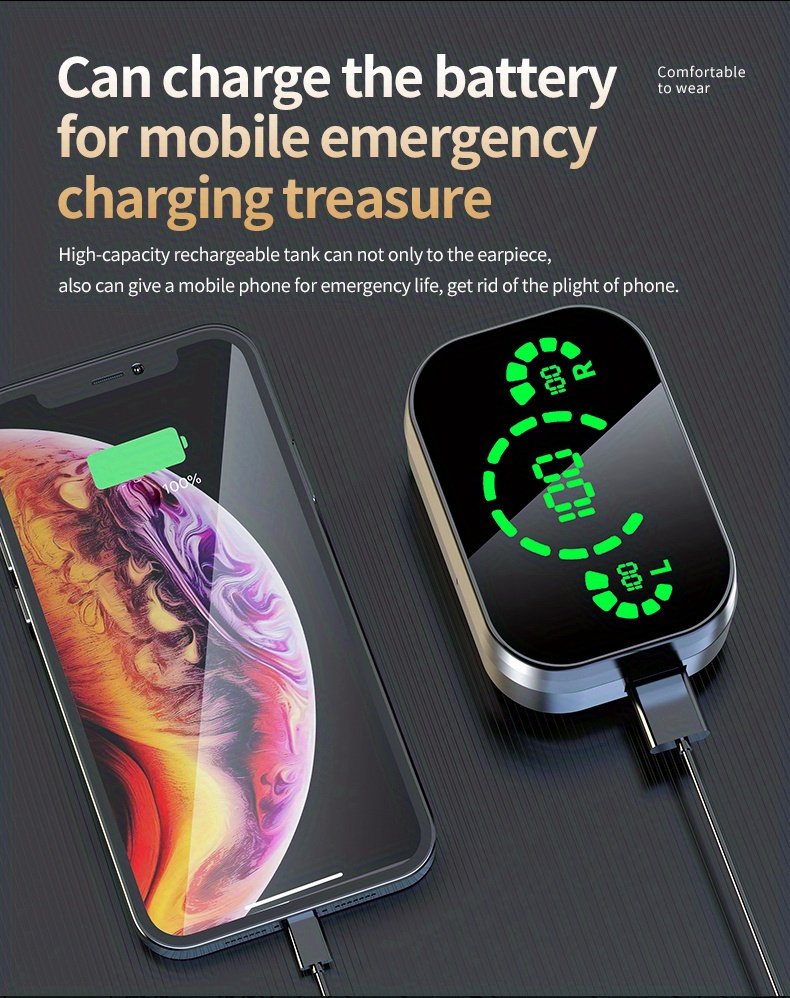 Sleek Black Wireless Earbuds with LED Battery Display - TWS In-Ear Headphones for Android/iOS, Stereo Sound, Noise-Canceling Calls, USB-C Charging Case Included, Durable Plastic Build, Earbuds Wireless - Image 11