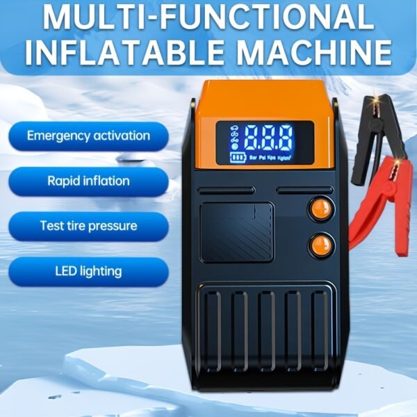 Portable Cordless Car Battery Jump Starter with Tire Inflator, Air Compressor, LED Display, Flashlight, Power Bank, Rechargeable 8800mAh USB Battery, Emergency Starter Kit for Vehicles - Image 6