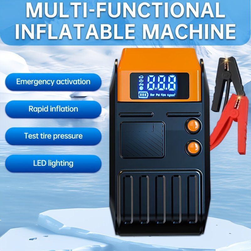Portable Cordless Car Battery Jump Starter with Tire Inflator, Air Compressor, LED Display, Flashlight, Power Bank, Rechargeable 8800mAh USB Battery, Emergency Starter Kit for Vehicles - Image 6