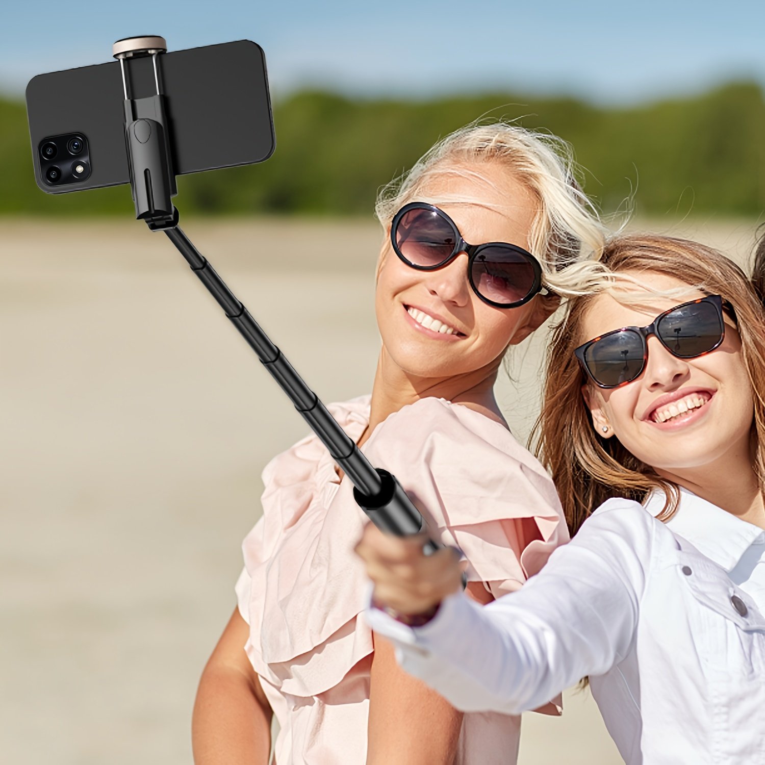 Portable Aluminum Alloy Phone Selfie Stick, Extendable Mobile Phone Tripod, Integrated Wireless Remote Hands Free Shooting For Apple IPhone And Android Smartphones 4''-7" - Image 9