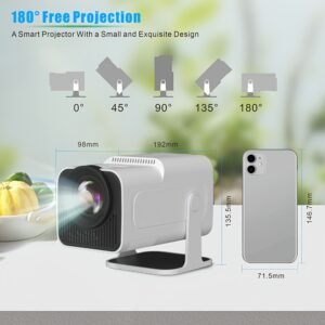 HY320 Portable Mini Projector - 4K Support, Native 1080P HD, for Android 11 Compatible, Wi-Fi Enabled, Ideal for Home Theater & Outdoor Use, Movie Proyector, Phone/Tablet/Laptop/TV Stick