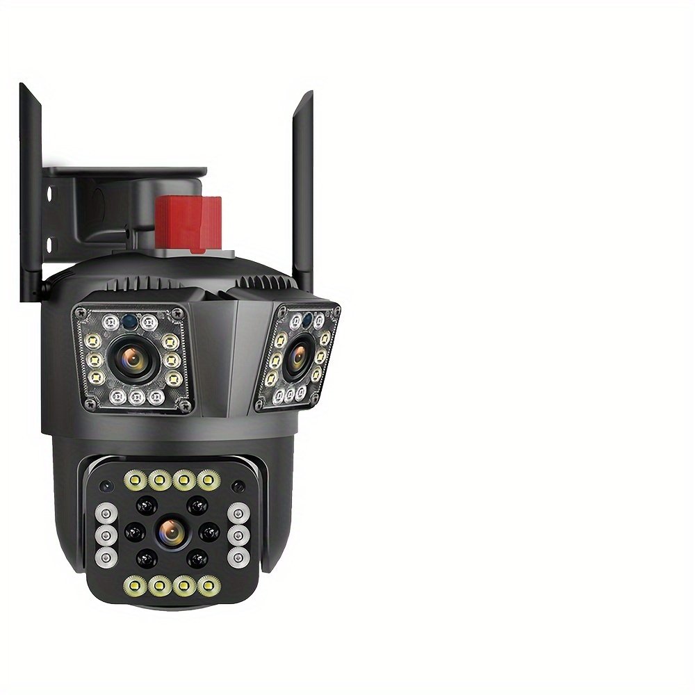 1pc 12MP Ultra HD WiFi Outdoor Camera, 3-Lens PTZ Security Monitor with 10X Zoom, 355° Rotatable Tilt, Color Night Vision, AI Motion Detection, Two-Way Audio, Wall Mount, Non-Waterproof, European Standard Plug, 110V-240V, App Control, Audio Alerts, Withou - Image 5