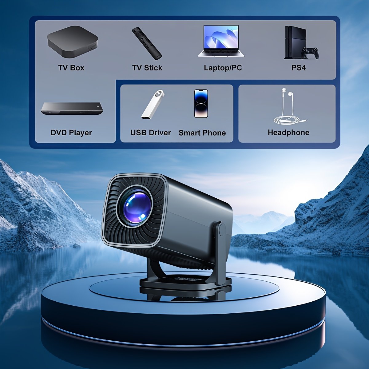 Smart Portable Home Theater Movie Projector - EU Plug, Easy to Carry, Enjoy Anytime, Anywhere, Upgrade Your Viewing Experience HD Mini Projector - Vivid 3D Vision, Small And Portable, Compatible with a Variety of Devices, Suitable for Home Theater/Office