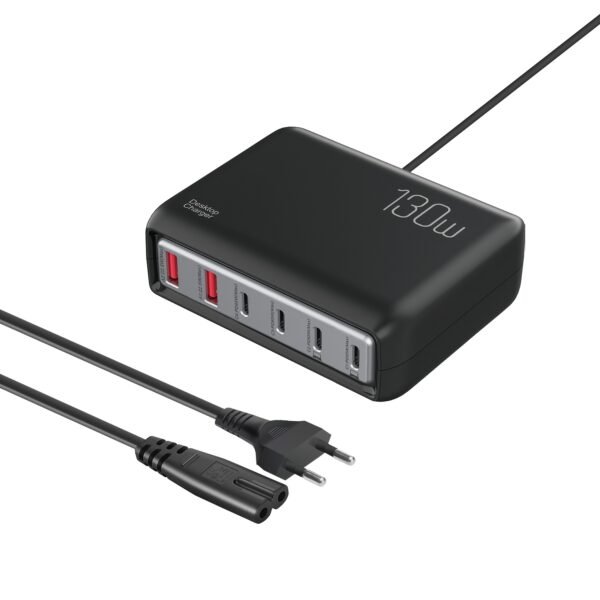1pc 130W Cell Phone Electronics Charger Multi-functional Quick Charging Station with 2-Port QC 3.0 USB 4-Port Type-c Quick Charger for Smartphones, Laptops, Watches And Other USB Devices - Image 4