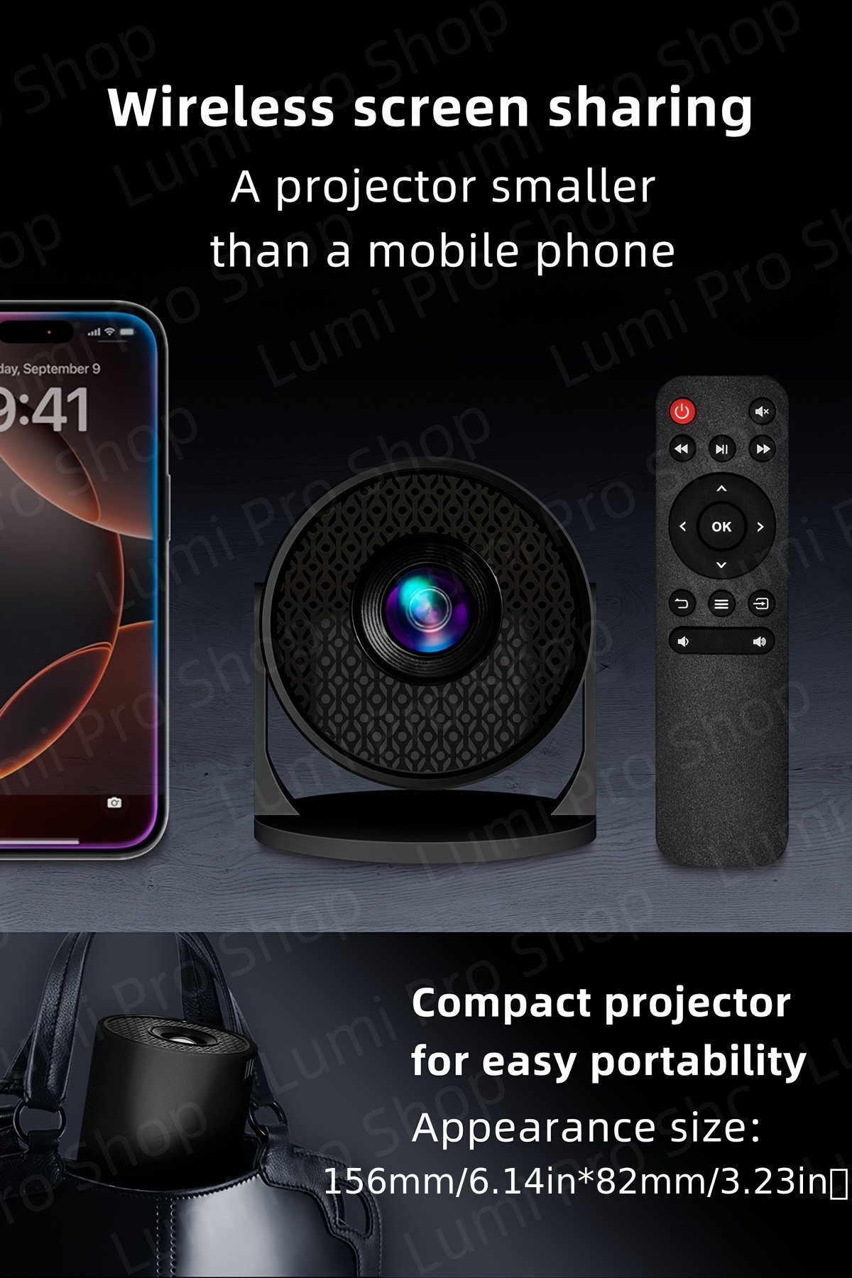 Portable Projector 1080P, Smart Projector with Android TV, 180° Rotatable, WiFi Connectivity, WUXGA Native Resolution 1920x1200, 3D Ready, LCD Display Technology, 500-999 Lumens, 4:3 Aspect Ratio, with USB Power, Button Control for Home Theater, 3.3meter - Image 12