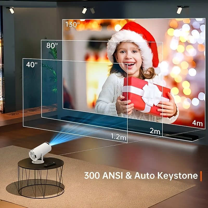 Yleegs P3 Portable Projector, 4K 1080P Full HD, Smart Auto Horizontal Correction, 180° Rotatable, Table Mount, Remote Control, with USB Power, 50-99 Lumens, 16:9 Aspect Ratio, LCOS Display Technology, Android 9.0, Display Port Connectivity, Built-in Speak - Image 8