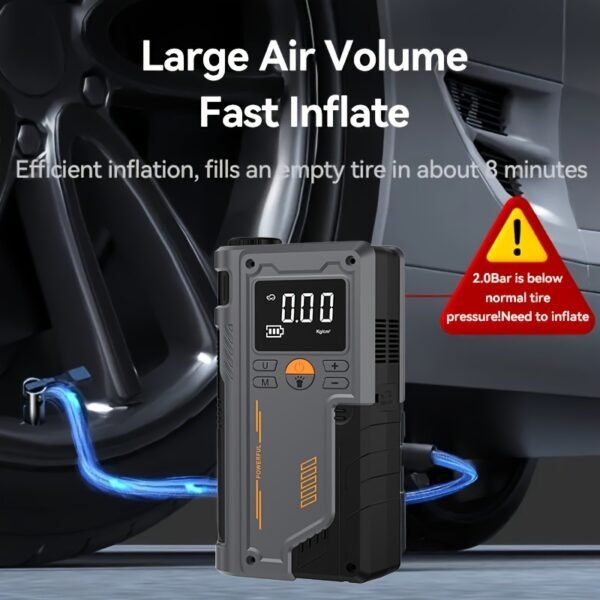 TENGQU Semi-Automatic Car Jump Starter with Portable Air Compressor, Multi-Function Tire Inflator, PVC Material, Non-Waterproof, USB Charging, Operating Voltage ≤36V, 2500A Peak for 12V Vehicles, 8L Gas/6.5L Diesel Engine - Christmas Festival Gift - Image 7
