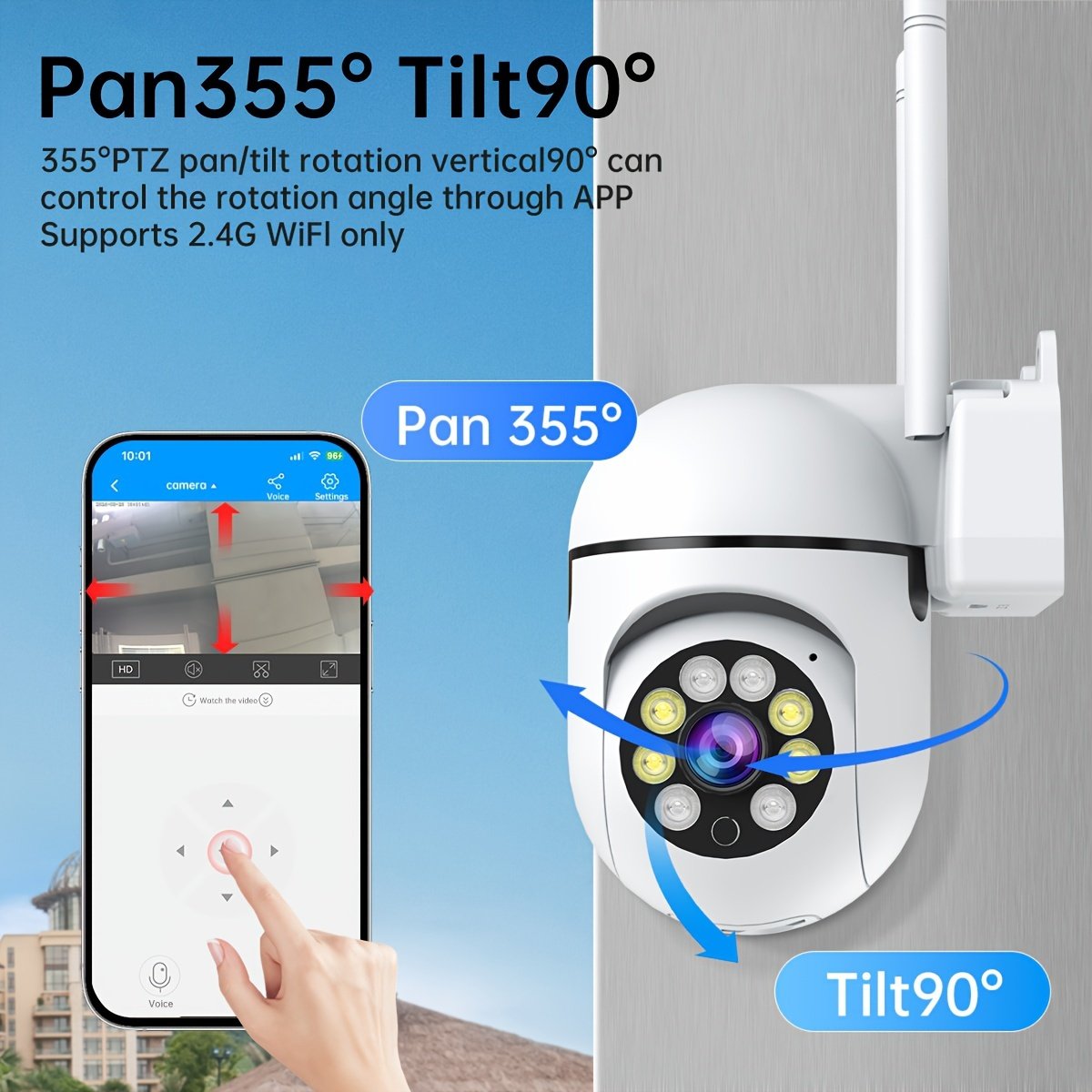 JOOAN 200W Ultra HD Dual-Camera PTZ Outdoor Security Camera - Wireless IP, 1080P FHD with 2.4G WiFi, Dual-Screen Display, Auto-Tracking, Night Vision, Two-Way Audio, Motion Detection, 360° Full View, for Home & Street Safety - Image 9
