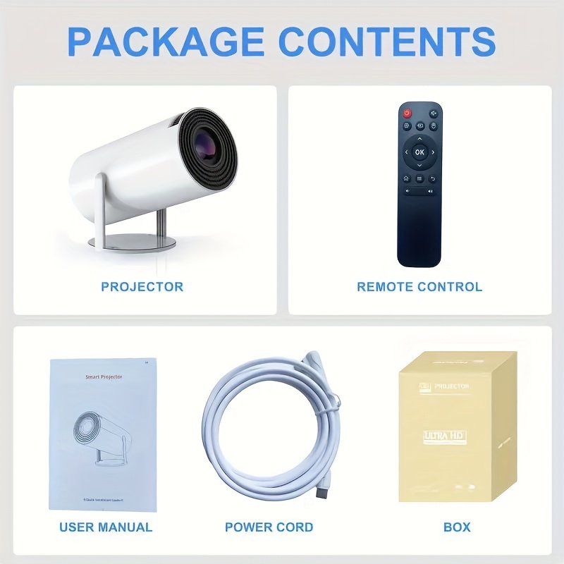 Yleegs P3 Portable Projector, 4K 1080P Full HD, Smart Auto Horizontal Correction, 180° Rotatable, Table Mount, Remote Control, with USB Power, 50-99 Lumens, 16:9 Aspect Ratio, LCOS Display Technology, Android 9.0, Display Port Connectivity, Built-in Speak - Image 9