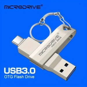 Microdrive High-Speed 2-in-1 OTG Type-C USB3.0 Flash Drive - Keychain Compatible, Available in 64GB, 128GB, 256GB Sizes, Pen Drive, Pendrive, MICRODRIVE