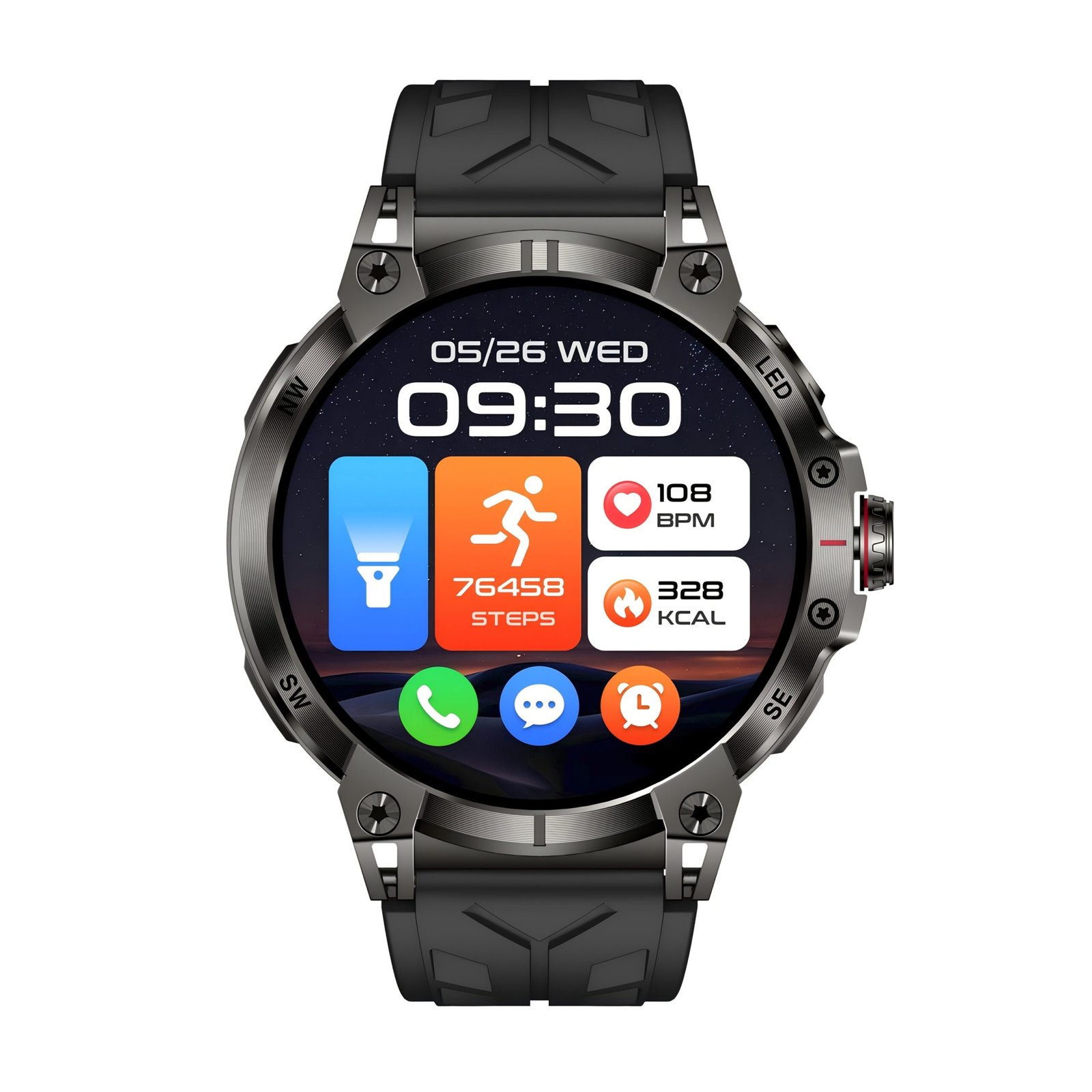1.85 Inch Large Screen Smart Watch - 55mm - IP68 Waterproof Smart Watch for Men - 760mAh Large Battery - 100+ Sports Modes Activity Tracker - Wireless Calling and Answering - Sports Bracelet with LED Light - Compatible with Android/iPhone - Gift for Men - Image 5