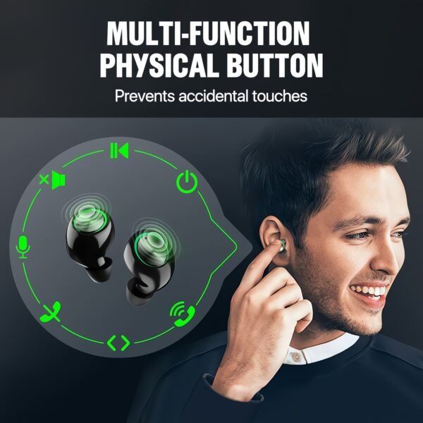 [1pair Wireless Earbuds with 200H Playtime] Wireless Earbuds V5.3, Hi-Fi Stereo Sound, Touch Control, Noise Cancelling Voice Call, 200H Playtime, 1400mAh Case with LED Power Display, Type-C USB Charging, IPX7 Waterproof, with Compatible Cellphones for Wir - Image 6
