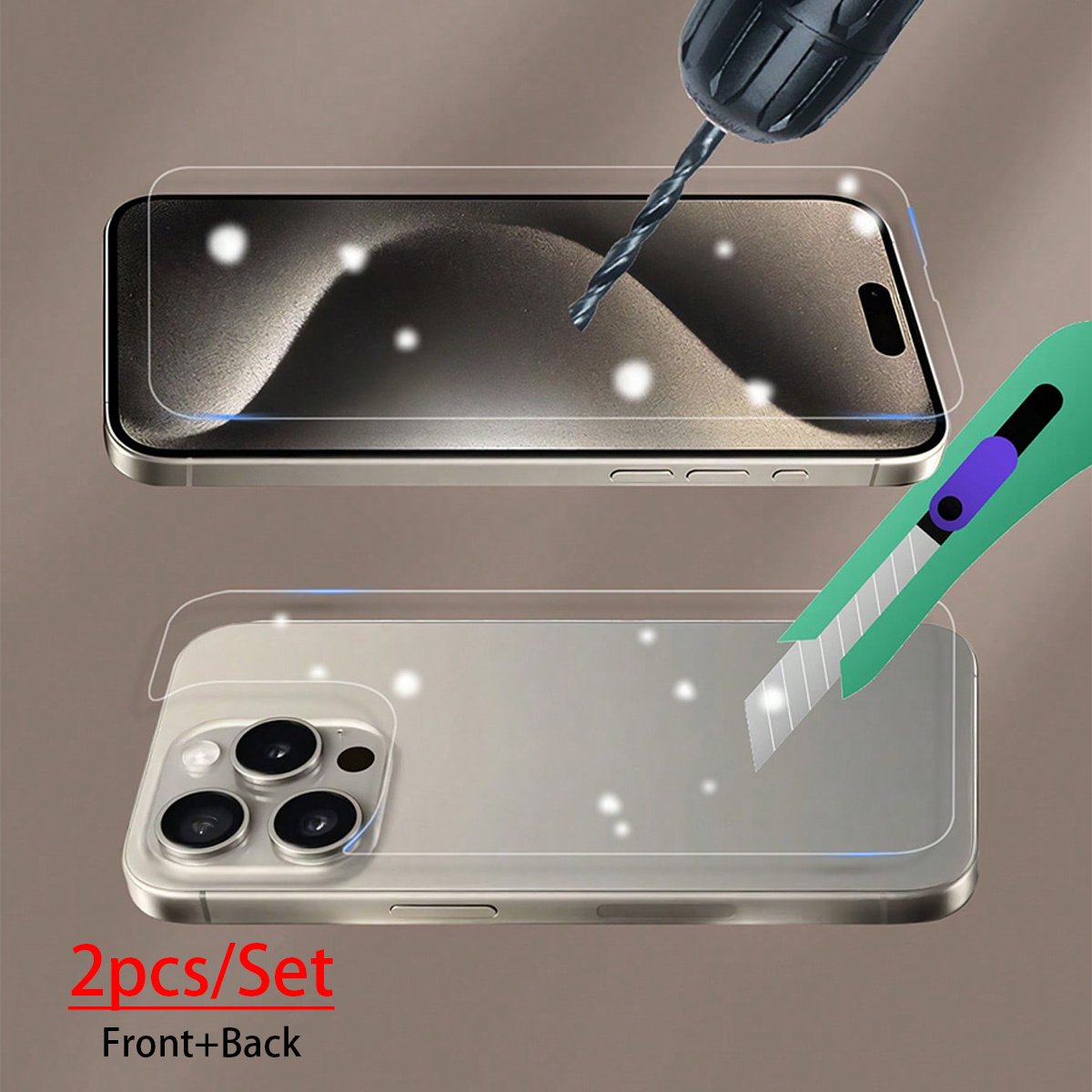 2-Pack Tempered Glass Screen Protector and Back Cover for Apple iPhone Series, HD Clear, Scratch-Resistant, Easy Installation Kit Included - Image 5