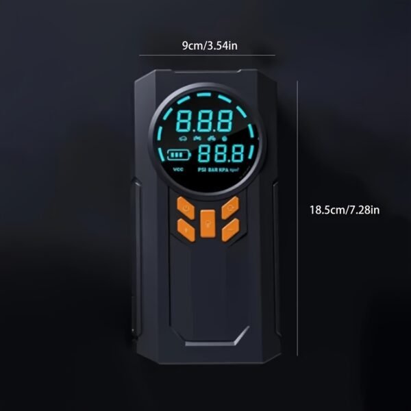 1pc 5-in-1 Portable Car Jump Starter with Air Compressor, 150PSI Digital Tire Inflator, Battery Charger for 9.99 L Gas or 9.01 L Diesel, USB Rechargeable Lithium Battery, 8000mAh, 12V 1000A Peak Power - Image 9