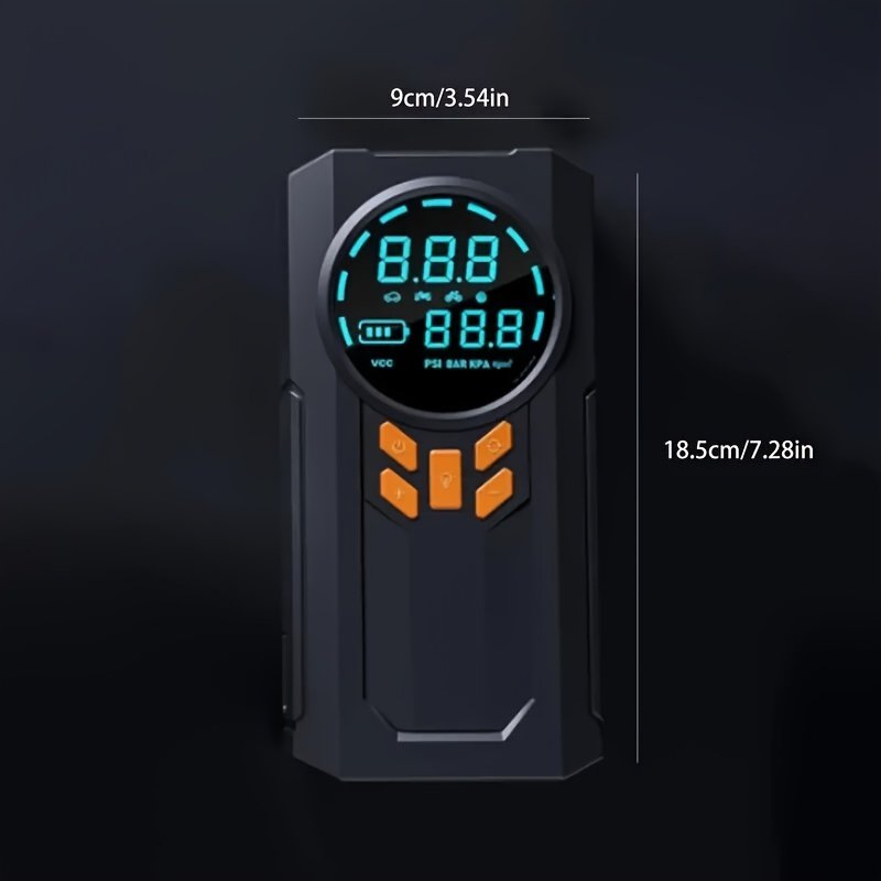 1pc 5-in-1 Portable Car Jump Starter with Air Compressor, 150PSI Digital Tire Inflator, Battery Charger for 9.99 L Gas or 9.01 L Diesel, USB Rechargeable Lithium Battery, 8000mAh, 12V 1000A Peak Power - Image 9