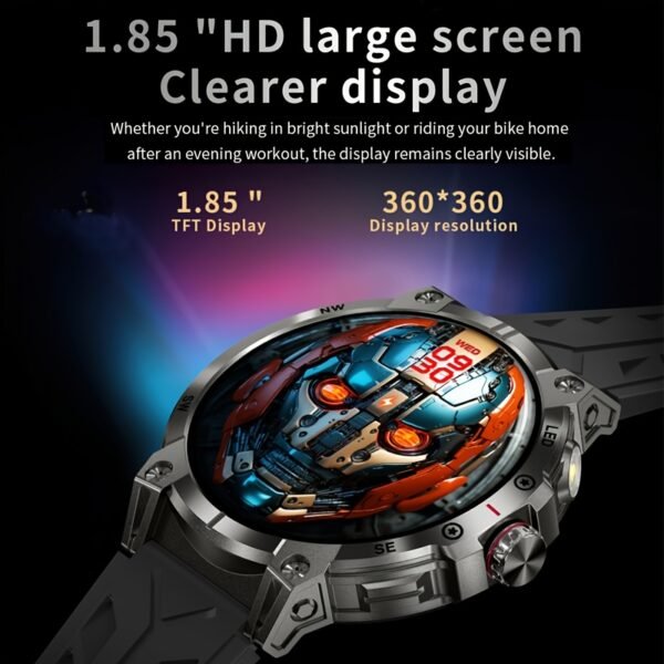 760Mah Smart Watch for Men And Women with LED Flashlight - 1.85-Inch Large Screen, Over 100 Sports Modes, Wireless Calling (Answering/Making Calls), Smart Watch, IP68 Waterproof, AI Voice Outdoor Fitness Watch, Calculator Function, Pedometer Activity Watc - Image 13
