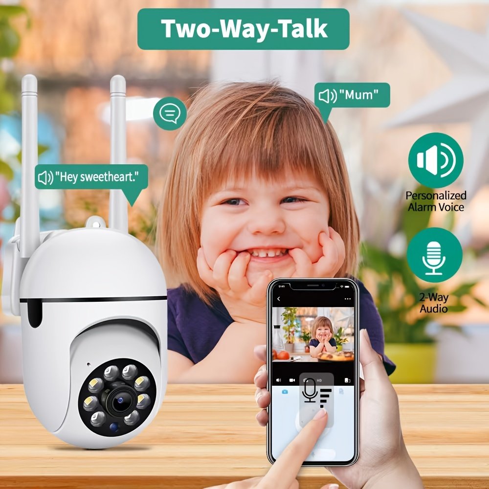1080P Security Camera Kit with Full Color Night Vision, Spotlight & Siren - 4pcs Set, 2-Way Audio, Pan/Tilt/Zoom, WiFi Enabled, Motion Tracking, Compatible with Amazon Alexa for Indoor and Outdoor Use - Ideal for Home Security System, Cameras for Home Sec - Image 3