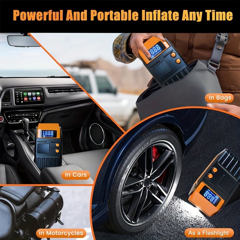 Portable Cordless Car Battery Jump Starter with Tire Inflator, Air Compressor, LED Display, Flashlight, Power Bank, Rechargeable 8800mAh USB Battery, Emergency Starter Kit for Vehicles - Image 11