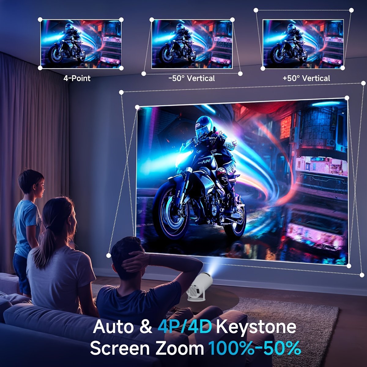 XYA S100 Mini Smart Projector - 4K, Auto-Correction, 180° Rotation, WiFi6 & Wireless5.2, Portable for Home & Office Use, Compatible with Smartphones/Laptops/HDTVs - Image 5