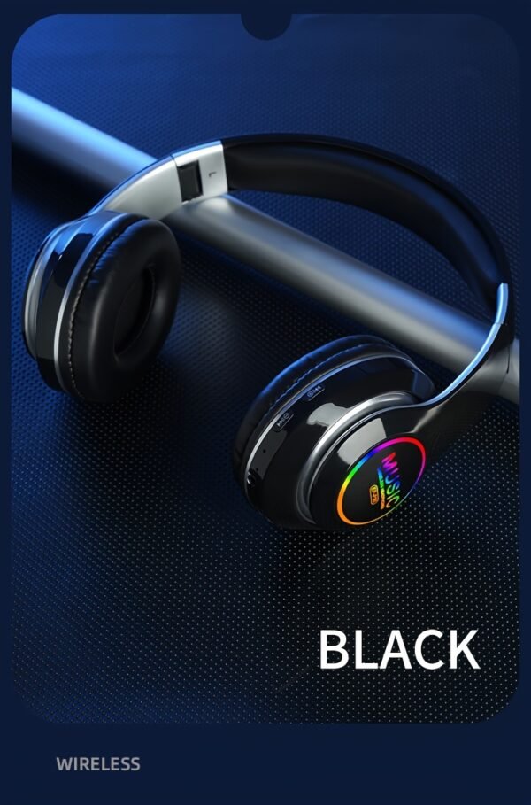 Wireless earphones, multi-color LED lights, comfortable foldable earphones, for tablet/PC/phone/birthday/Christmas/travel gifts. Popular wireless earphones, head mounted wireless earphones, and foldable earbuds. - Image 32