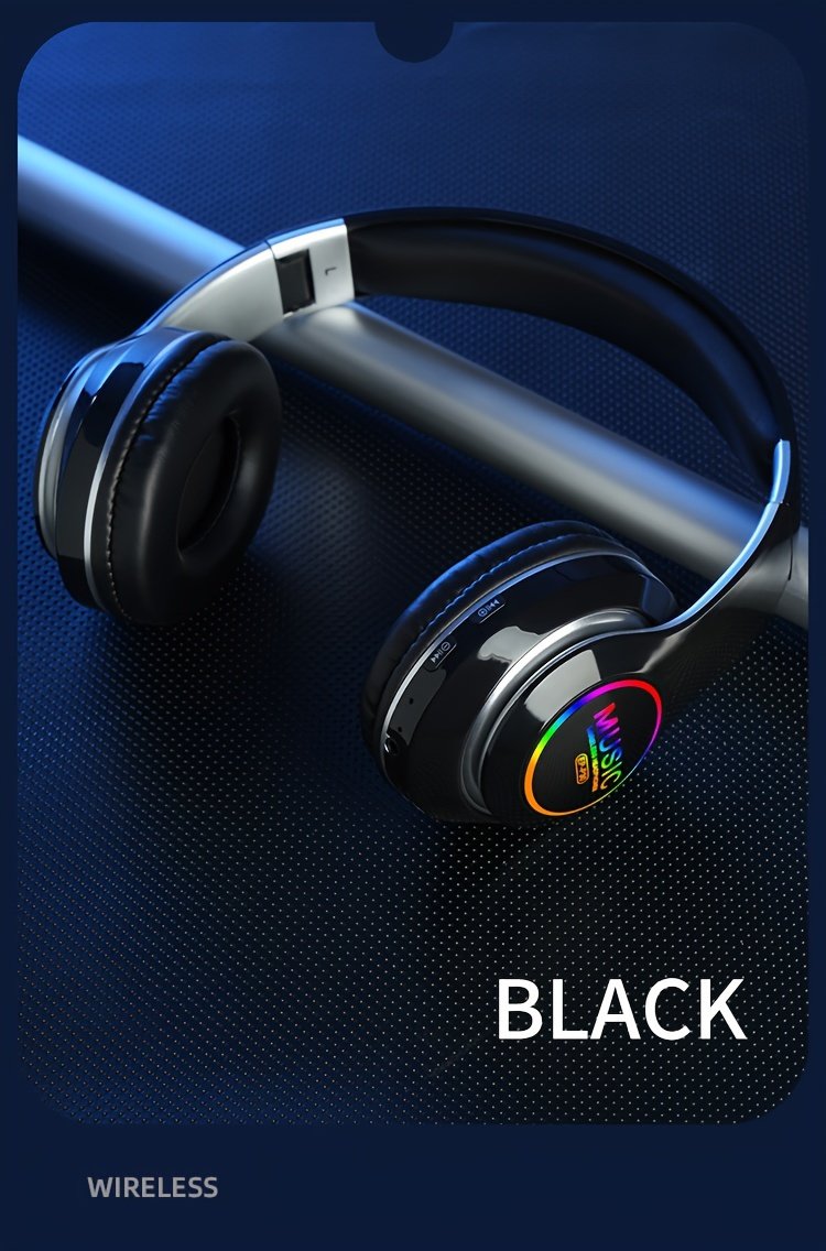 Wireless earphones, multi-color LED lights, comfortable foldable earphones, for tablet/PC/phone/birthday/Christmas/travel gifts. Popular wireless earphones, head mounted wireless earphones, and foldable earbuds. - Image 32