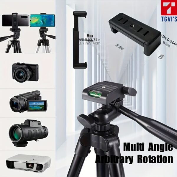 TGVI'S Z005 Expandable Aluminum Alloy Camera Tripod with Smartphone Mount, Pan Head, Compatible with Canon, Sony, Nikon, Panasonic, iPhone for Photography, Selfies, Live Streaming, Video Recording - Image 10