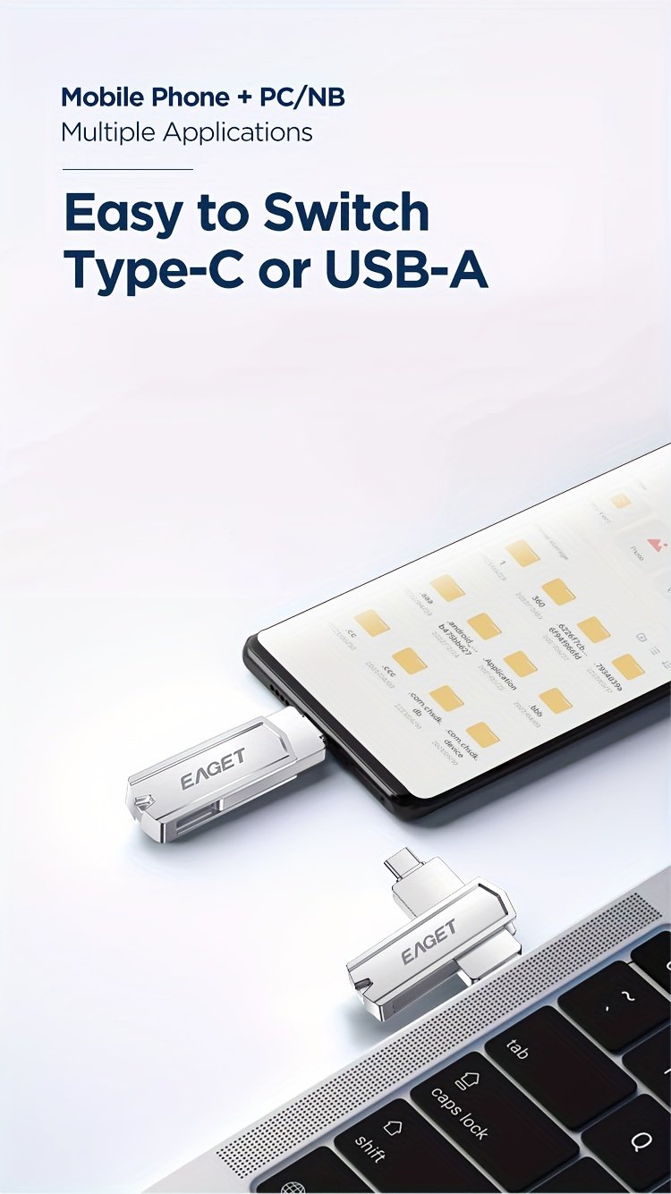 EAGET USB3.2 Flash Drive OTG 1TB Metal U Disk 360° rotates USB Memory Stick 512GB High Speed Memory Stick Pen Drive 32GB 64GB 128GB 256GB USB-A Or Typc-C Flash Drive Disk - Image 17