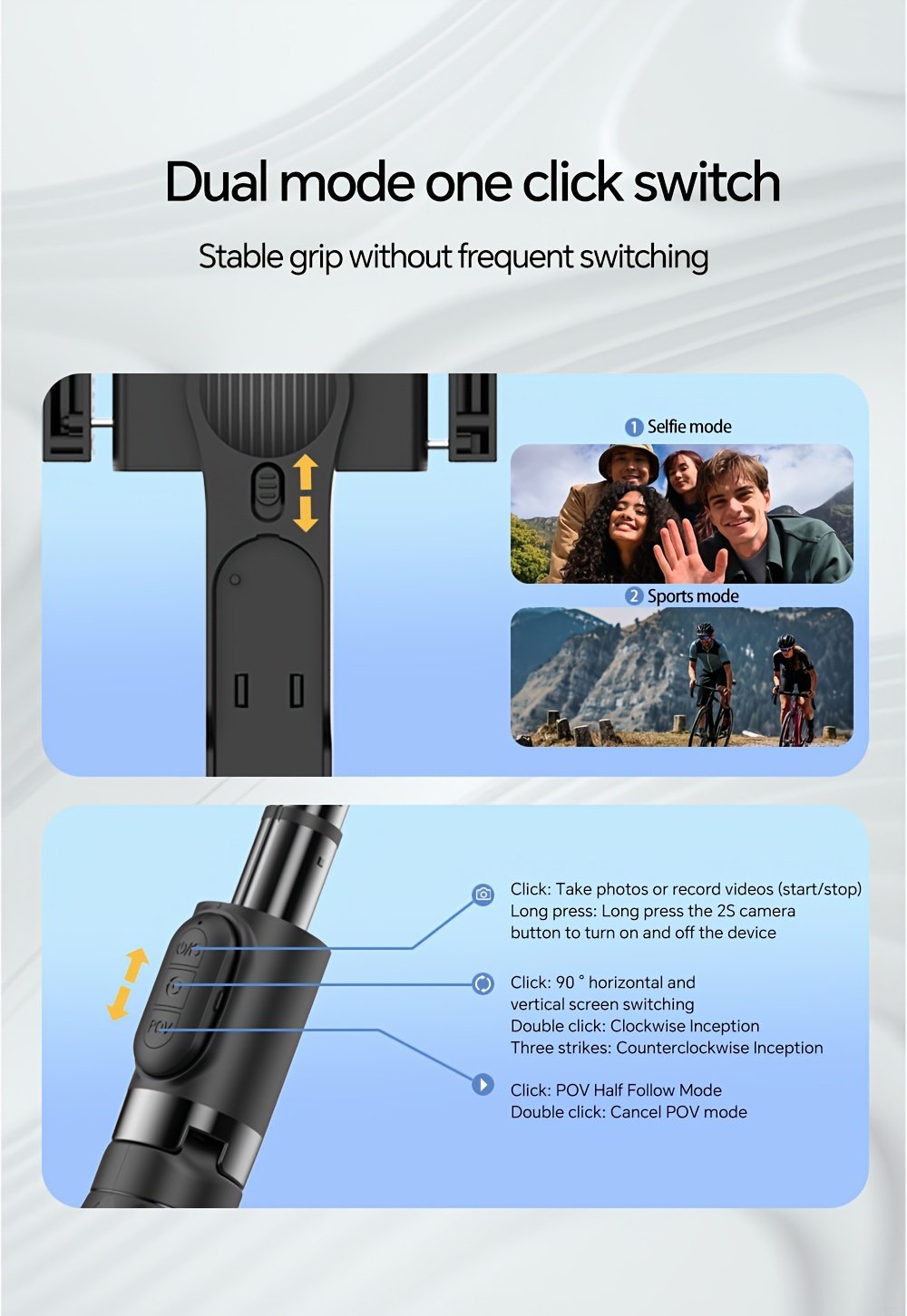 1pc Desiontal A6 1-Axis Handheld Gimbal Stabilizer with Wireless Remote, LED Beauty Light, Tripod Mount, Retractable Folding Selfie Stick for iPhone/Android - USB Charging, ≤36V, 400mAh Lithium Polymer Battery, ABS Material - Image 24