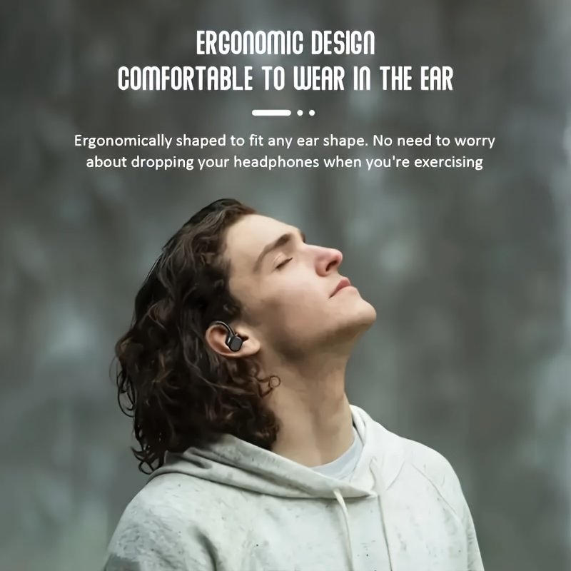Wireless earphones with built-in high-definition microphone, LED screen charging case, automatic pairing for long-lasting battery life, suitable for sports, cycling, driving, and daily use. Ear hanging earplugs are painless to wear for a long time - Image 7