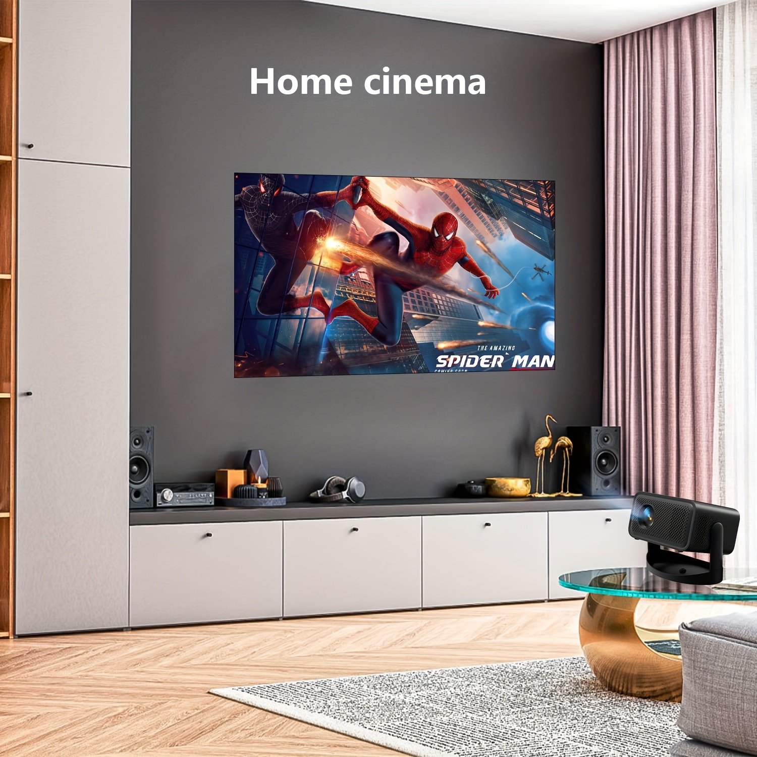 Compact 1080P Mini Projector with Wireless & WiFi - Portable Home Theater for Movies and Videos, USB Interface, Remote Control, Smartphone & Tablet Compatible, 1280x720 HD Resolution, Compact Travel Accessories - Image 2