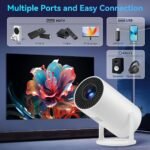 1pc Ultra HD Mini Projector, 4K 150 ANSI, 16:9 Aspect Ratio, 1280x720 HD Resolution, Portable 180° Rotatable, with 5G WiFi & BT5.2, Android 11 OS, Remote Control, Compatible with Smartphones & Laptops, No Battery, for Home Theater, EU Plug