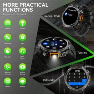 JELLOO Sports Smart Watch With LED Lighting For Men, With Wireless Call Making Function(Answer/Make Calls), 3.68cm HD Smart Watch Smartwatch For Android & IPhone Phone