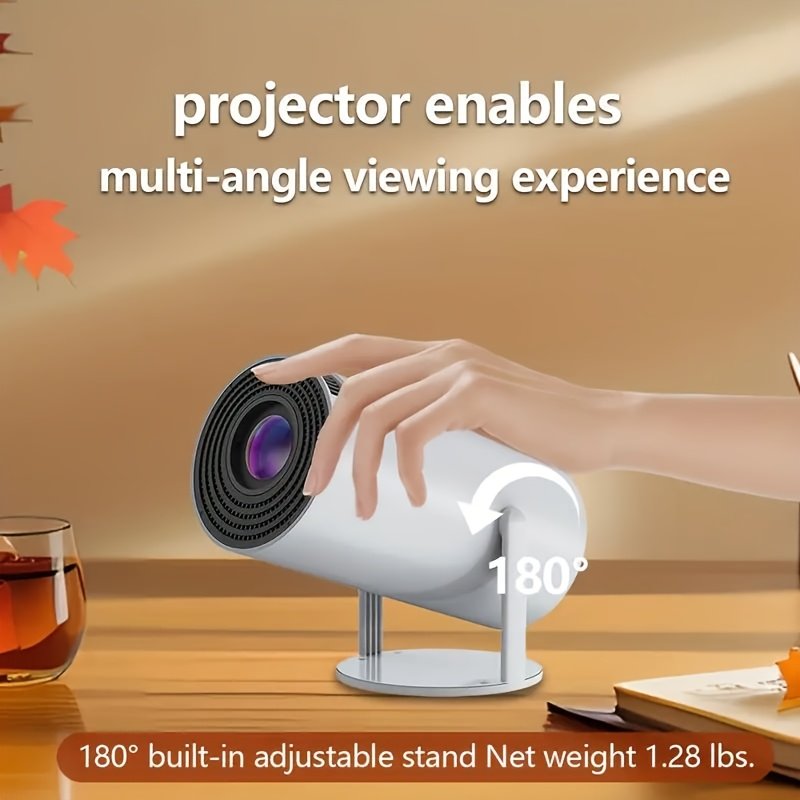 Yleegs P3 Portable Projector, 4K 1080P Full HD, Smart Auto Horizontal Correction, 180° Rotatable, Table Mount, Remote Control, with USB Power, 50-99 Lumens, 16:9 Aspect Ratio, LCOS Display Technology, Android 9.0, Display Port Connectivity, Built-in Speak - Image 5