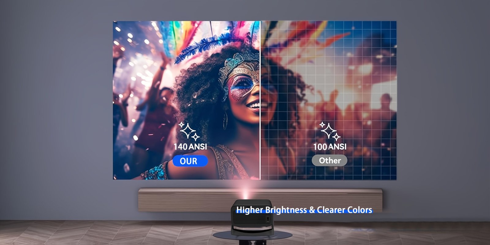 4K Home Theater Projector with Dual WiFi, WiFi6, 200ANSI, HD 1280x720P, Wireless 5.0, Auto Correction, Mali-G312 GPU, Allwinner H713 Processor - Ideal for Movie Nights and Gaming - Image 12