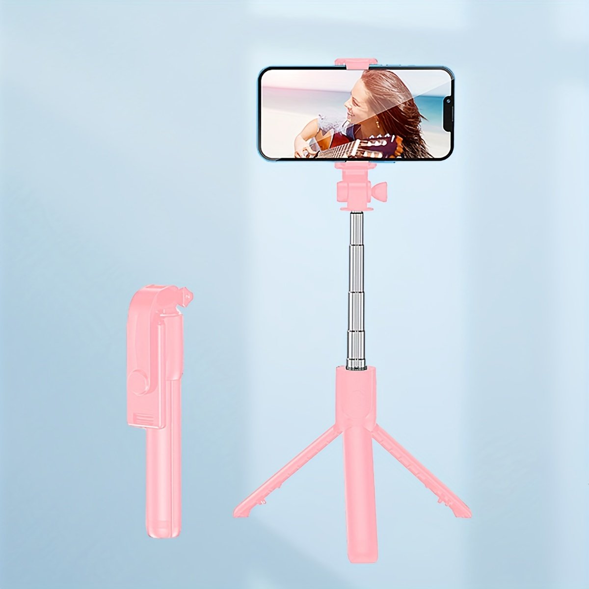 1pc 360° Rotatable Wireless Selfie Stick Tripod, Panoramic Smartphone Stand for Travel, Outdoors, Live Streaming & Video Recording, Plastic, Battery Powered, Non-rechargeable Button Battery, ≤36V - Image 8