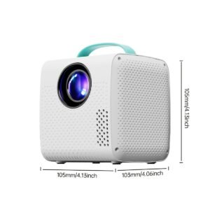 Mini Portable Projector 1080P Support, LED Movie Projector, EU Plug, Built-in Speaker, 3D Ready, 16:9 Aspect Ratio, Remote Control, for Home Theater/Office, Compatible with USB/AV/IOS/Android
