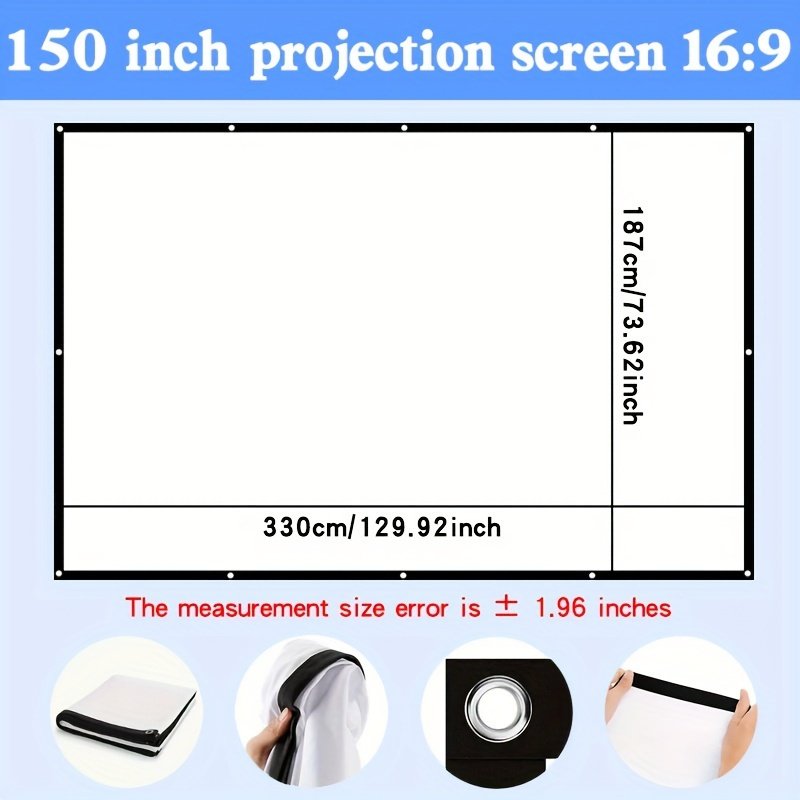 Double-sided projection viewing with 4K soft screen, 152.4/182.88/213.36/254.0/304.8/381.0 cm, space saving, easy to clean, projection screen can be ironed for bedrooms, living room movies, large screen fabric - Image 18