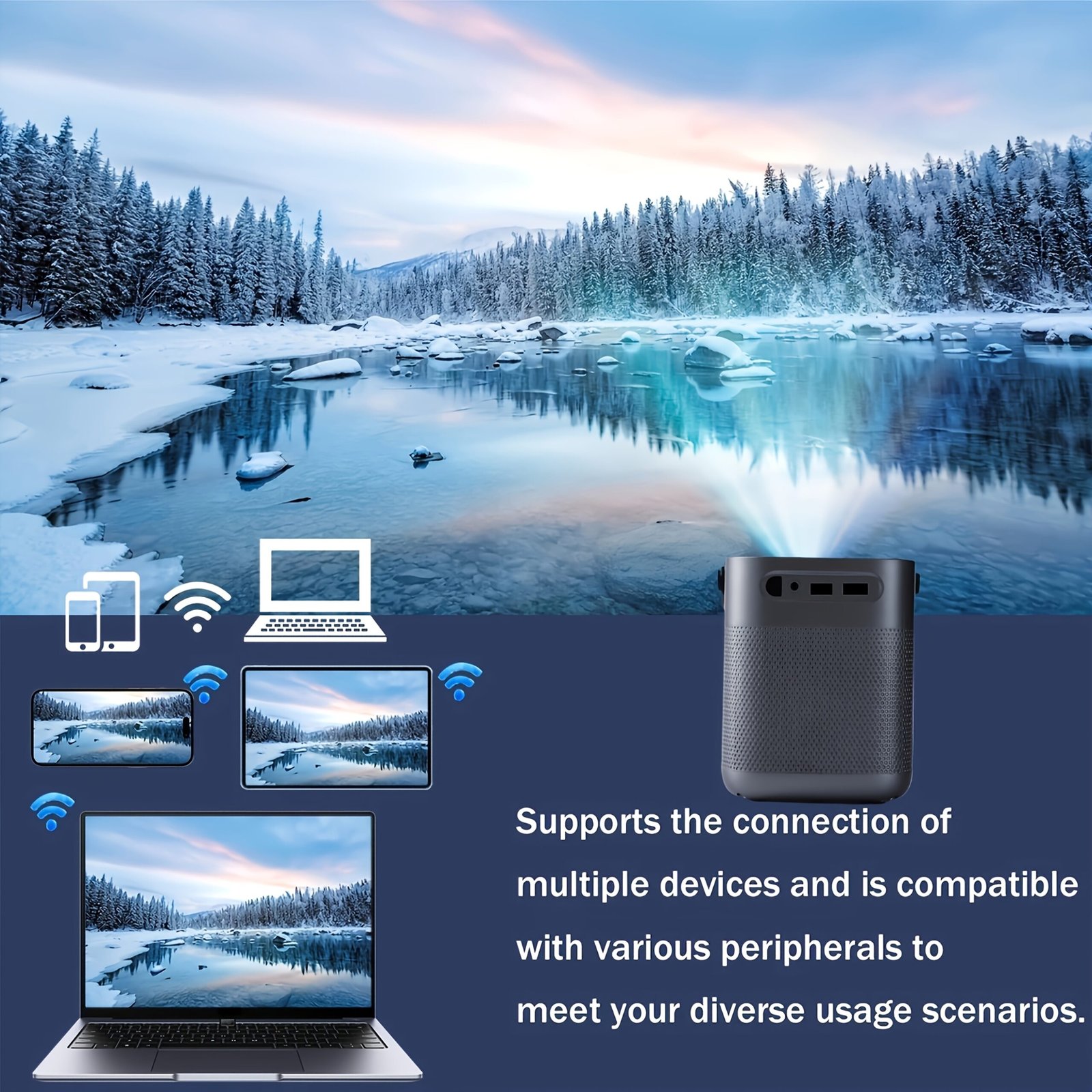 PGIVDA Wireless Projector for Mobile Phone, FHD 1080P Supported Portable Projector Electronic Focus, Max Projection Size 5.59meter - Image 8