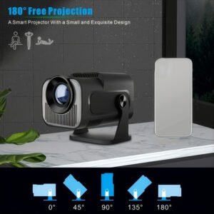 Popular HY320 Mini Projector 4K Ultra HD, Andro 11.0, Lightweight and Portable 720P 320ANSI Portable Wireless Home Cinema 180 ° Projection Multi angle Adjustment