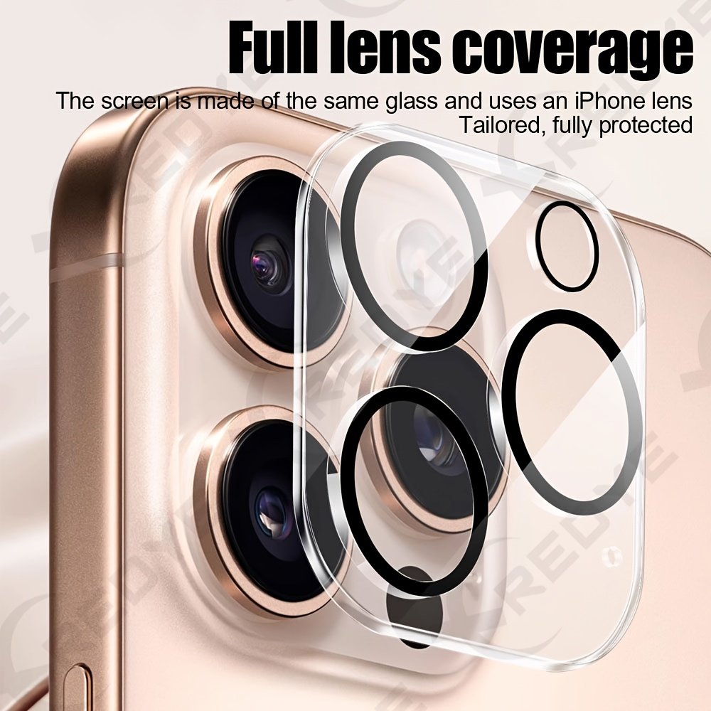 XREDYE 6-Pack Tempered Glass Camera Protector for iPhone 11/12/13/14/15/16 Series, Full Lens Coverage, Glossy Screen Protection Film, Compatible with iPhone 11 Pro/12 Pro/13 Pro/14 Pro/15 Pro/16 Pro Models - Image 4