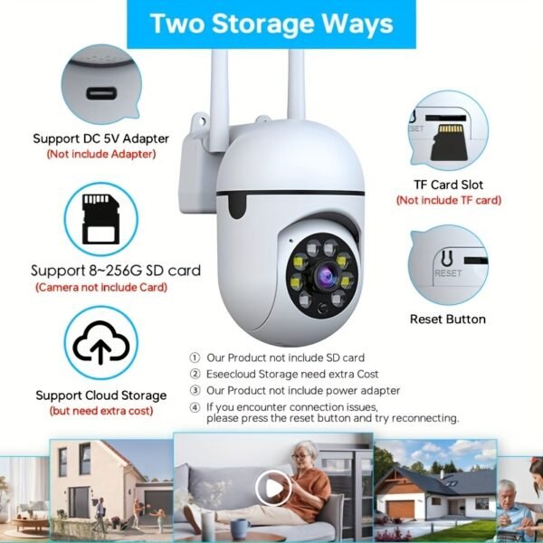 2pcs Safety Camera High Definition 1080P WiFi Surveillance Camera - Wall Mount, Night Vision Function, App Control, Audio and Motion Alarm, Color Display, USB Powered, Wi-Fi Connection, 355° Horizontal Rotation and 90° Vertical Rotation, Indoor Home Secur - Image 8