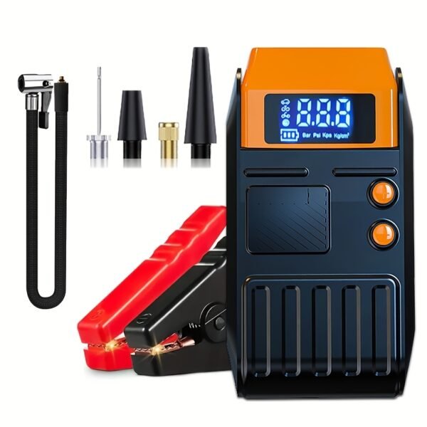 1pc 12V Portable Car Jump Starter with Air Pump, 5-in-1 Lithium Battery Booster, 150 PSI Tire Inflator, USB Powered Rechargeable Battery Pack, Emergency Vehicle Power Supply - Image 6