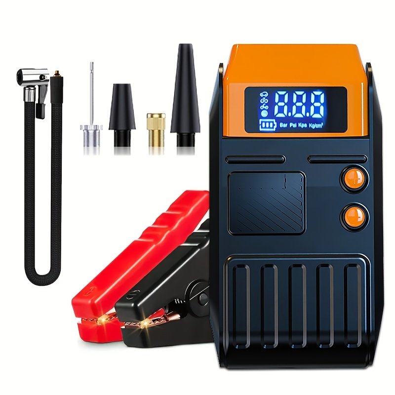 1pc 12V Portable Car Jump Starter with Air Pump, 5-in-1 Lithium Battery Booster, 150 PSI Tire Inflator, USB Powered Rechargeable Battery Pack, Emergency Vehicle Power Supply - Image 6