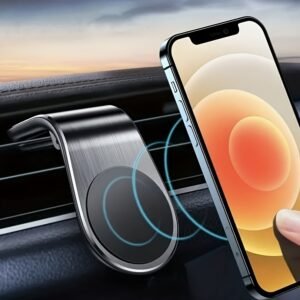 Aluminum Alloy Magnetic Car Phone Holder - Rust Resistant, Waterproof, Universal L-Shaped Vent Mount Cradle with Aviation Alloy for Strong Grip, Compatible with Smartphones